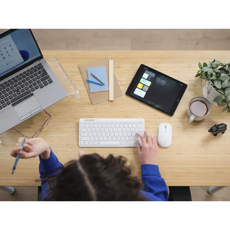 Σετ πληκτρολογίου-ποντικιού TRUST Lyra Mini Wireless QWERTZ (RF + Bluetooth) Λευκό, γερμανικό layout