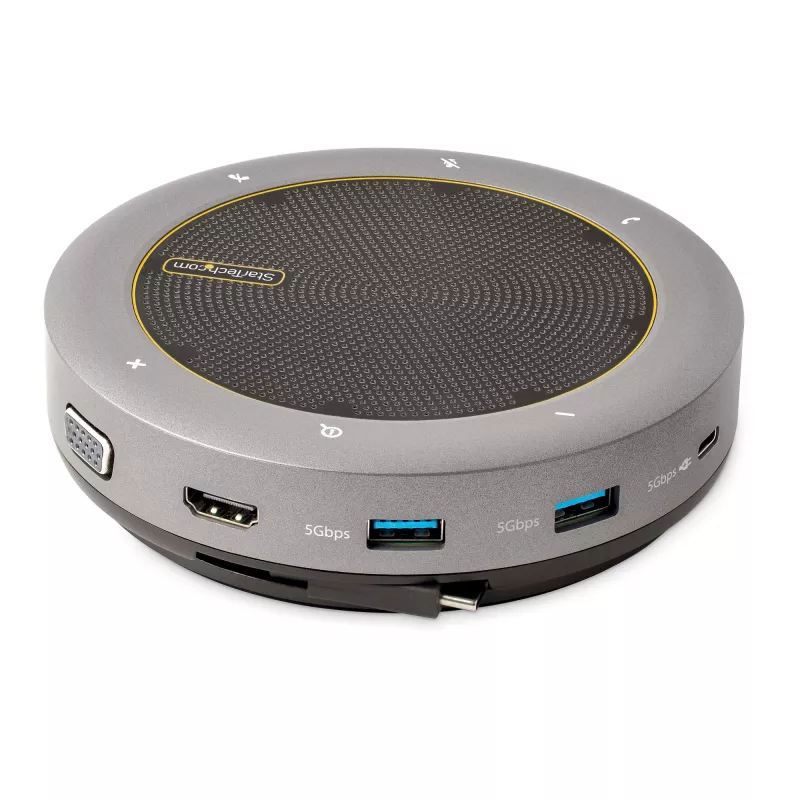 StarTech.com USB-C Speakerphone Docking Station, Mini Portable Conference Speaker και Audio Dock, USB-C σε VGA/4K HDMI, 2x USB-A Hub, Μικρόφωνο/Ηχείο, Teams/Zoom/Softphone Speakerphone