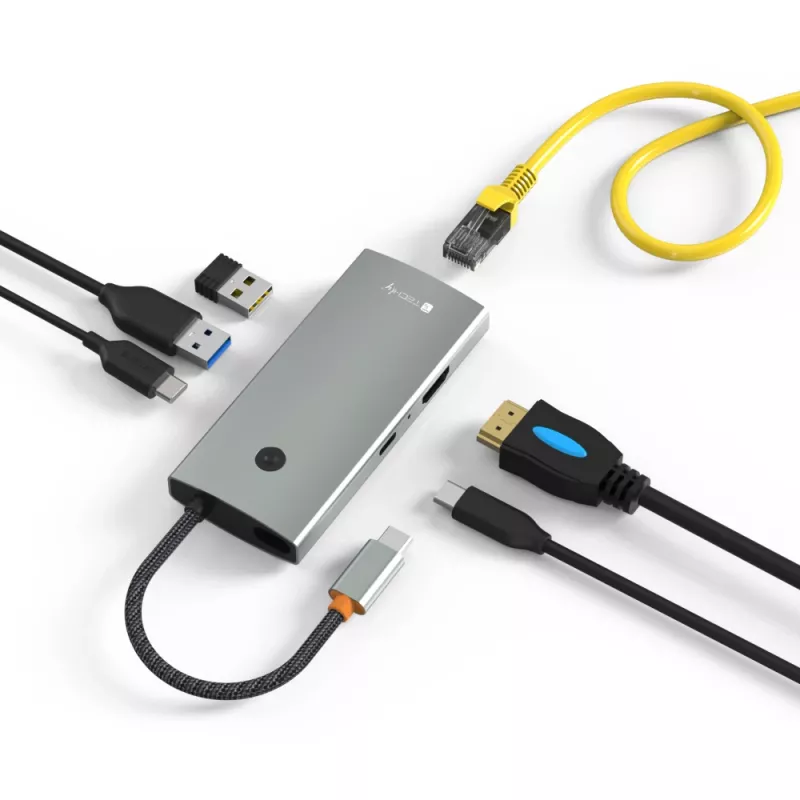 Techly IUSB32C-HUB6HPDI Hub διασύνδεσης USB 3.2 Gen 1 (3.1 Gen 1) Type-C 5000 Mbit/s Αλουμίνιο