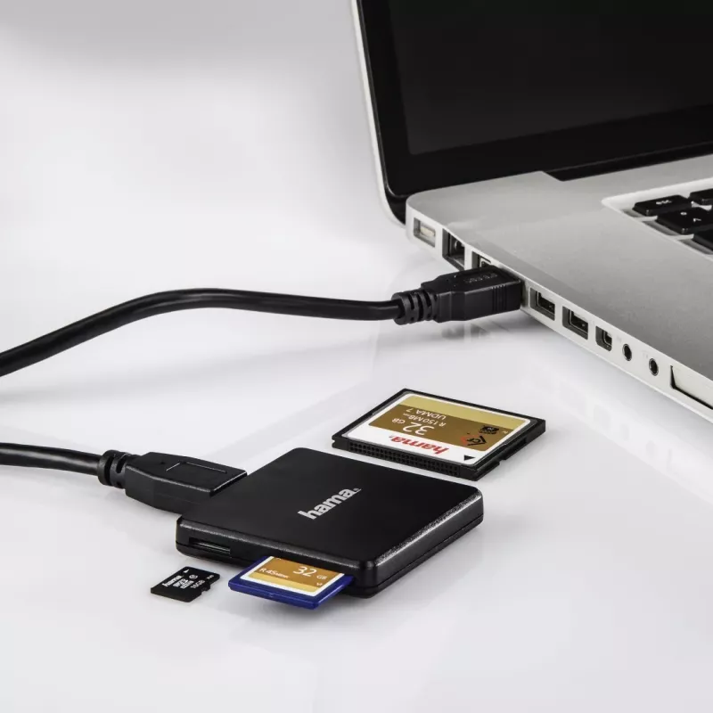 Hama Αναγνώστης καρτών USB 3.0 Multi, SD/microSD/CF, μαύρο