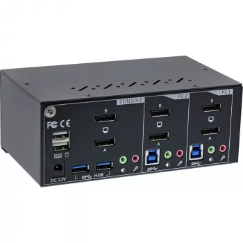InLine KVM Desktop Switch, 2-Port, Dual-Monitor DP 1.2, 4K, USB 3.0, Audio