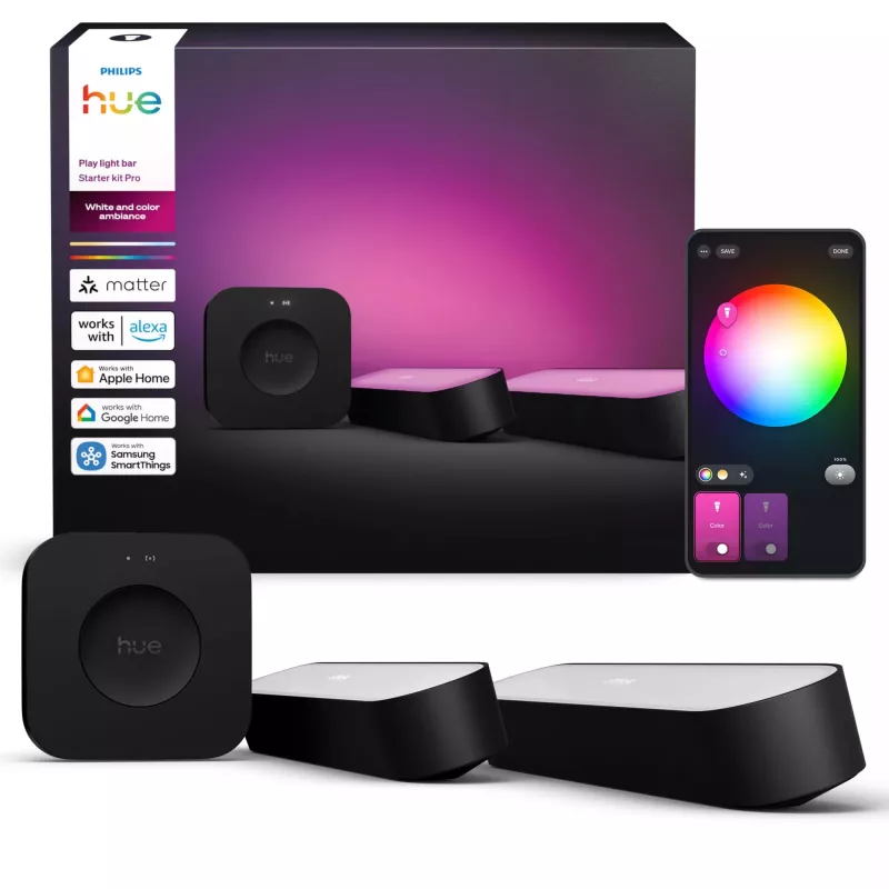 Philips Hue Play light bars Starter-Kit – 2 Play light bars + Hue Bridge Pro, Bluetooth, μαύρο, βύσμα Type-C
