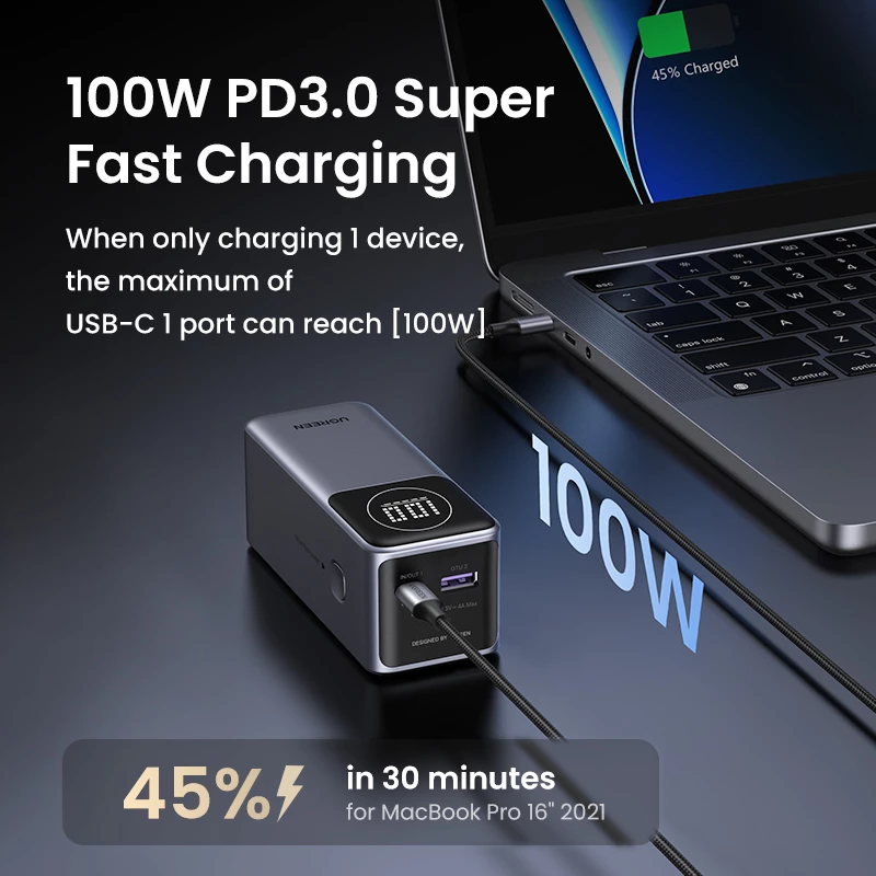 Φορητό powerbank Ugreen 12000mAh 100W γρήγορη φόρτιση