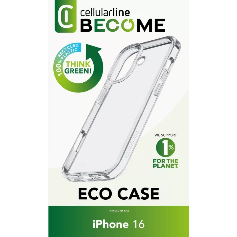 Cellularline Become Case - Θήκη iPhone 16 από 100 % ανακυκλωμένο πλαστικό