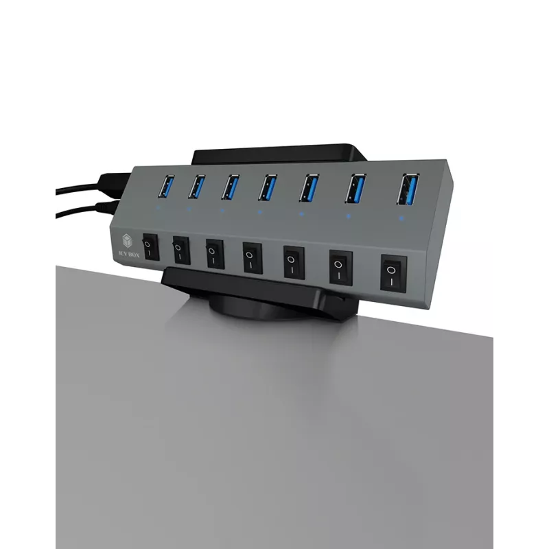 ICY BOX IB-MSA106-HH Παθητικός στήριγμα USB Hub Μαύρο