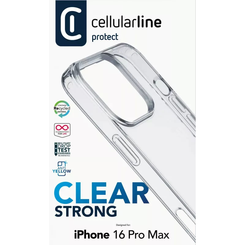 Cellularline Clear Protect – Σκληρή θήκη για iPhone 16 Pro Max με λαστιχένια άκρα