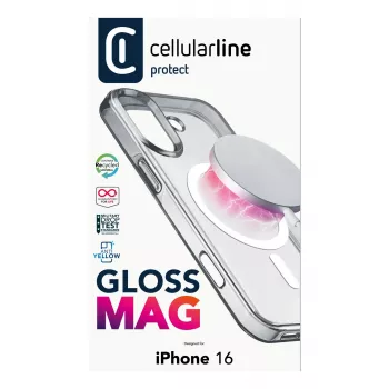 Cellularline Gloss Mag – Θήκη iPhone 16 με μαγνήτη για φόρτιση και στερέωση σε φορτιστή MagSafe