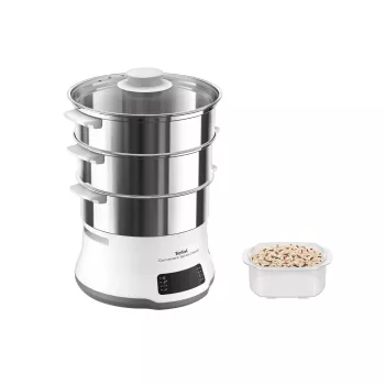 Tefal Convenient Series Deluxe VC502D Ατμομάγειρας 3 καλάθια Πάγκος 900 W Ανοξείδωτο ατσάλι, λευκό