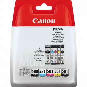Cartridge Canon PGI-580 PGBK/CLI-581 CMYBK Αναμεμιγμένα μαύρο cyan magenta