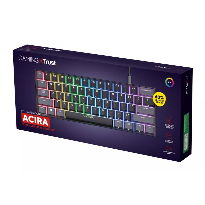Trust GXT 867 Acira Πληκτρολόγιο Gaming USB QWERTY US-Αγγλικά Μαύρο
