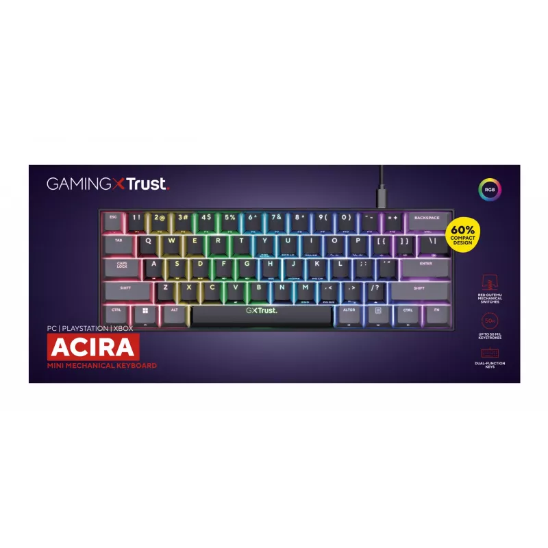 Trust GXT 867 Acira Πληκτρολόγιο Gaming USB QWERTY US-Αγγλικά Μαύρο