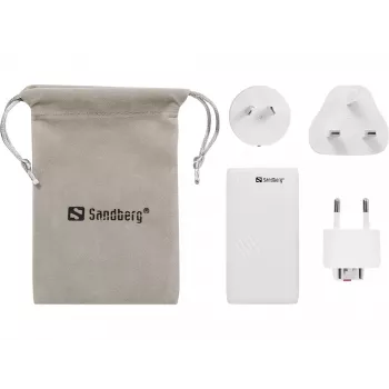 Sandberg 4in1 TravelCharger 65W Λευκό, Εσωτερικού χώρου, AC, 20 V, Λευκό