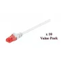 Microconnect V-UTP601WVP Καλώδιο Patch Cat6 U/UTP, 1 m, Λευκό, συσκευασία 10 τεμ.