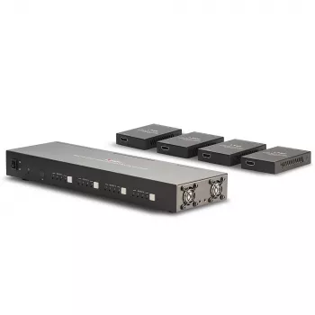 Lindy 70m Cat.6 4x4 HDMI 4K60 Matrix Extender, 3840 x 2160 Pixel, AV-πομπός & -δέκτης, 70 m, Ενσύρματο, Μαύρο, HDCP