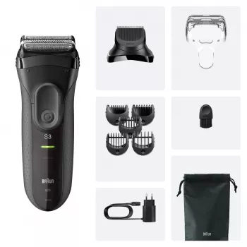 Braun 3000BT Μπαταρίας Trimmer 5 7 mm Νωπό & Στεγνό Μαύρο Γκρι