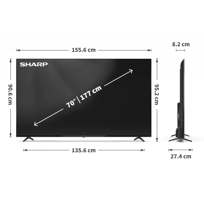 Sharp 70HP5265E TV 177,8 cm (70 ίντσες) 4K Ultra HD Smart TV Wi-Fi Μαύρο