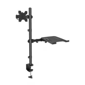 Manhattan Desk Mount για συνδυασμό οθόνης και laptop (Full-Motion), Για οθόνες: 10-27 ίντσες, Laptop έως 17 ίντσες, τοποθέτηση με σφιγκτήρα, συμβατότητα VESA: 75x75 και 100x100 mm – ελέγξτε τις διαστάσεις των τεσσάρων οπών στερέωσης στο πίσω μέρος της οθόνης για να βεβαιωθείτε ότι ταιριάζουν, Μέγ. 8 kg, βάση