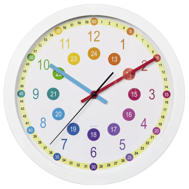 Hama Easy Learning Ρολόι Quartz – Στρογγυλό, Πολύχρωμο, Λευκό