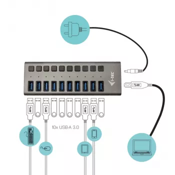 i-tec USB 3.0 Charging HUB 10 Port + τροφοδοτικό 48 W