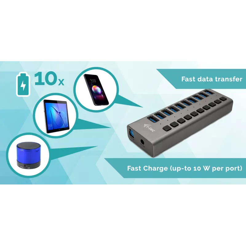 i-tec USB 3.0 Charging HUB 10 Port + τροφοδοτικό 48 W