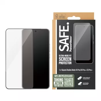 Προστασία οθόνης PanzerGlass SAFE. by για Xiaomi Redmi Note 14 Pro / 14 Pro+ / 13 Pro+ — σκληρυμένο γυαλί, διαφανές, Ultra-Wide Fit