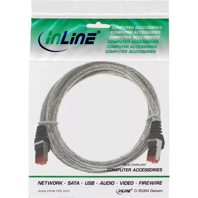 Καλώδιο Patch InLine Cat6 S/FTP PiMF 250 MHz RJ45–RJ45 PVC διαφανές 2 m