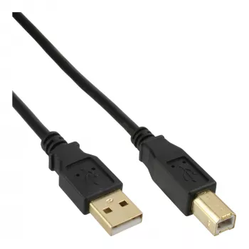 Καλώδιο USB 2.0 A σε B InLine 1 m, μαύρο, επιχρυσωμένες επαφές, συσκευασία 100 τεμ.