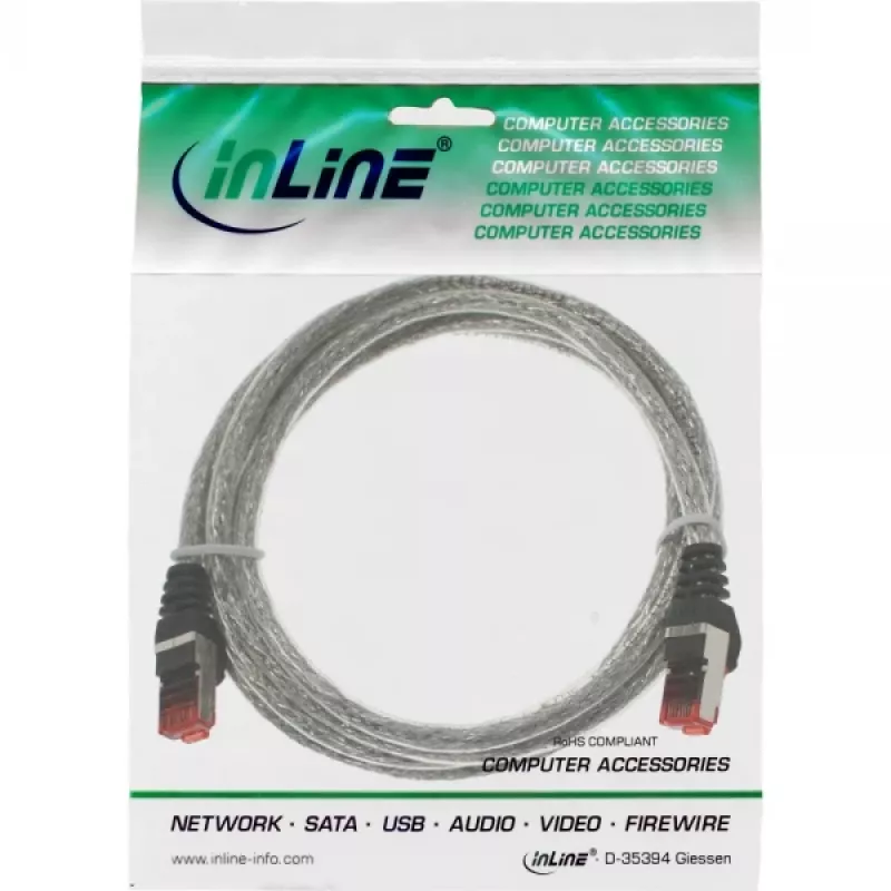 Καλώδιο Patch InLine Cat6 S/FTP PiMF 250MHz RJ-45–RJ-45 PVC διαφανές 1,5m