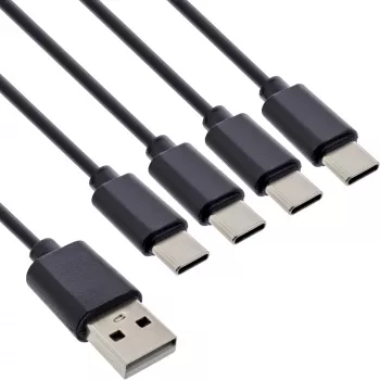 Καλώδιο φόρτισης InLine USB 4in1 Y, 1x USB-A βύσμα αρσενικό σε 4x USB-C βύσμα αρσενικό, μαύρο 0,5 m