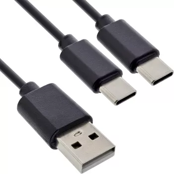 Καλώδιο φόρτισης InLine USB 2in1 Y, 1x USB-A βύσμα αρσενικό σε 2x USB-C βύσμα αρσενικό, μαύρο 1 m