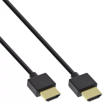 InLine Καλώδιο High Speed HDMI με Ethernet, AM/AM, ultra flat, μαύρο/χρυσό, 0,5 m