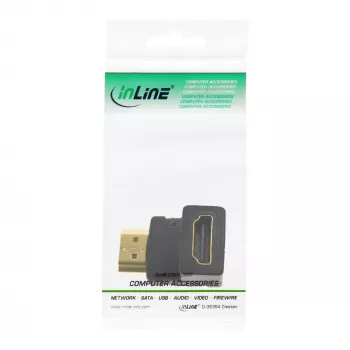 InLine HDMI Adapter βύσμα/υποδοχή προς τα κάτω γωνιακό, επιχρυσωμένο, 4K2K