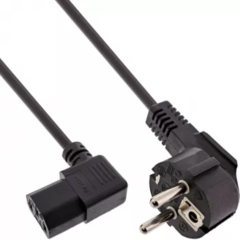 InLine 45 τεμ. Bulk-Pack Καλώδιο τροφοδοσίας Type F γωνιακό C13 ορθογώνιο μαύρο 1m