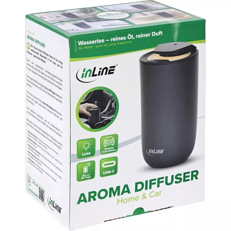 InLine Aroma Diffuser Home & Car, χωρίς νερό, φωτισμός διάθεσης, επαναφορτιζόμενη μπαταρία (40141)