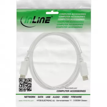 Καλώδιο DisplayPort InLine 17255W, 0,5 m, DisplayPort–DisplayPort, λευκό