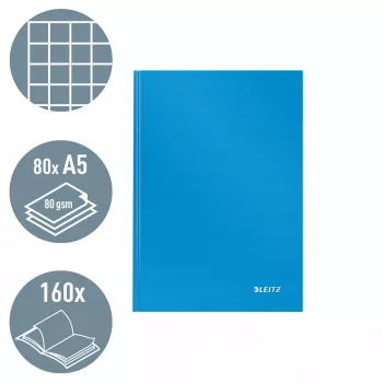 Leitz Σημειωματάριο Solid Hardcover A5 καρό 90 g/m² 80 φύλλα, Μονόχρωμο, Μπλε, A5, 80 φύλλα, Γυαλιστερό, 80 g/m²