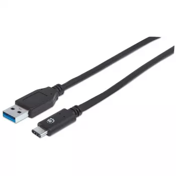 Manhattan Καλώδιο USB-C σε USB-A, 1 m, αρσενικό σε αρσενικό, 10 Gbit/s (USB 3.2 Gen 2, επίσης γνωστό ως USB 3.1), 3 A (γρήγορη φόρτιση), SuperSpeed+ USB, Μαύρο, εφ' όρου ζωής εγγύηση, ισοδύναμο με USB31AC1M