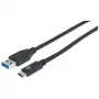 Manhattan Καλώδιο USB-C σε USB-A, 1 m, αρσενικό σε αρσενικό, 10 Gbit/s (USB 3.2 Gen 2, επίσης γνωστό ως USB 3.1), 3 A (γρήγορη φόρτιση), SuperSpeed+ USB, Μαύρο, εφ' όρου ζωής εγγύηση, ισοδύναμο με USB31AC1M