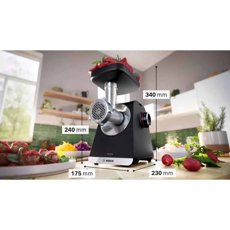 Bosch Serie 6 Κιμάς 2100 W Μαύρο, Ασημί