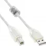 InLine Καλώδιο USB 2.0 Type-A αρσενικό / B αρσενικό διαφανές, Ferrite core, 1 m