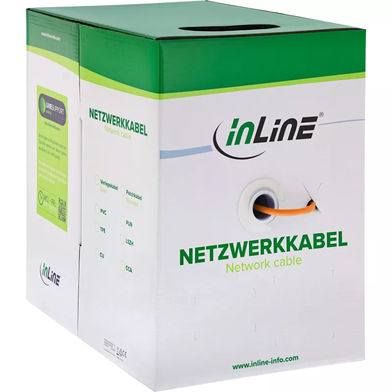 InLine Καλώδιο σταθερής εγκατάστασης 250MHz S/STP Cat.6 CU AWG23 χωρίς αλογόνα 100m