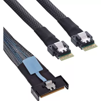 Καλώδιο Serial Attached SCSI (SAS) InLine 27663A, 0,5 m, 32 Gbit/s, MCIO x8 σε 2x 4i SFF-8654