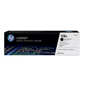 HP 128A συσκευασία 2 τεμ. μαύρα γνήσια τόνερ LaserJet, 4000 σελίδες, μαύρο, 2 τεμ.