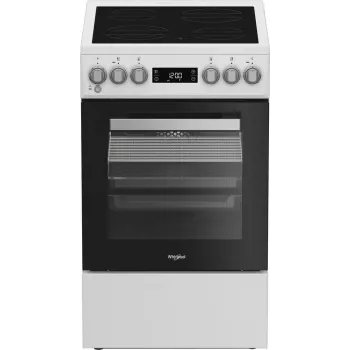 Whirlpool W5V5LCW Ελεύθερη κουζίνα ηλεκτρικές εστίες υαλοκεραμικές μαύρο, λευκό