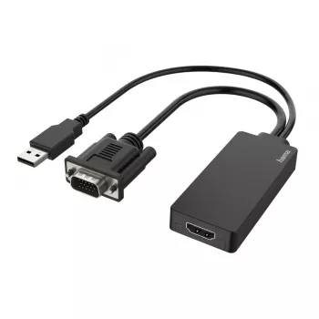 Hama 00200342 Καλώδιο-αντάπτορας βίντεο 0,15 m USB Type-A + VGA (D-Sub) HDMI Μαύρο