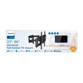 Philips SQM9640/00 βάση τοίχου TV universal, 23-86 ίντσες, 55 kg, μαύρη
