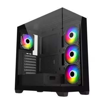 Κουτί FSP M340-BA Midi Tower mITX, mATX, ATX μαύρο ARGB, Midi Tower, PC, μαύρο, ATX, micro ATX, Mini-ITX, Glass, SPCC, 17 cm