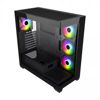 Κουτί FSP M340-BA Midi Tower mITX, mATX, ATX μαύρο ARGB, Midi Tower, PC, μαύρο, ATX, micro ATX, Mini-ITX, Glass, SPCC, 17 cm