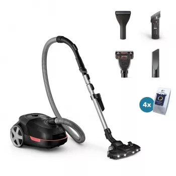 Ηλεκτρική σκούπα δαπέδου Philips XD6142/12 — 900 W, σακούλα 4 L, φίλτρο HEPA, μαύρη