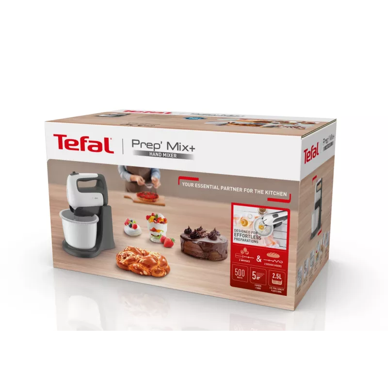Tefal PrepMix+ HT464138 Μίξερ χειρός με βάση μπολ 500 W γκρι/λευκό